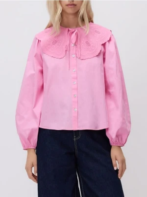 Reserved - Koszula z ozdobnym kołnierzem - różowy