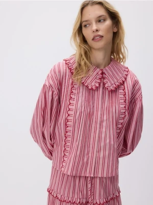 Reserved - Koszula z ozdobnym kołnierzem - różowy