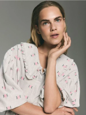 Reserved - Koszula z ozdobnym kołnierzem - wielobarwny