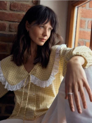 Reserved - Koszula z ozdobnym kołnierzem - wielobarwny