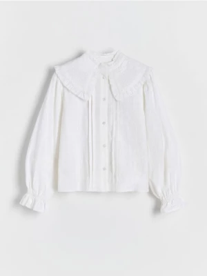 Reserved - Koszula z ozdobnym kołnierzykiem - biały