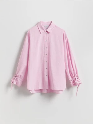 Reserved - Koszula z wiązaniami przy mankietach - różowy