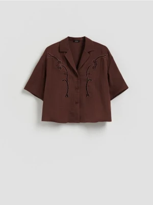 Reserved - Koszula z wiskozą - ciemnobrązowy