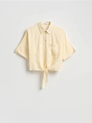 Reserved - Koszula z wiskozy z wiązaniem - żółty