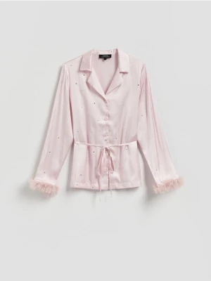 Reserved - Koszula ze strasem - pastelowy róż