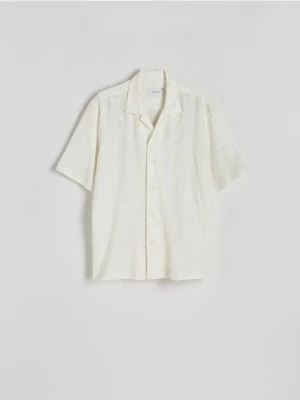 Reserved - Koszula ze struktralnej tkaniny - beżowy