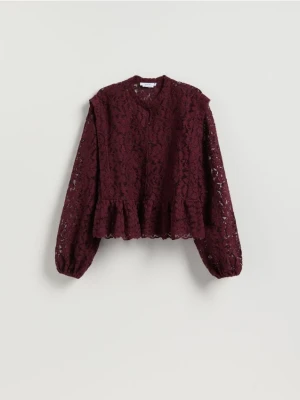 Reserved - Koszula ze strukturalnej tkaniny - bordowy