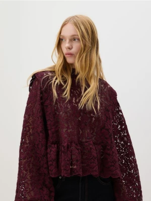 Reserved - Koszula ze strukturalnej tkaniny - bordowy