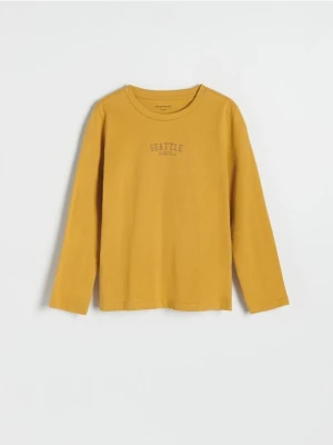 Reserved - Koszulka longsleeve z nadrukiem - brązowy