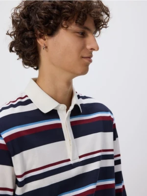 Reserved - Koszulka polo comfort w paski - bordowy