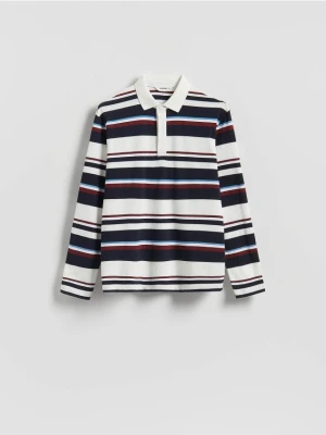 Reserved - Koszulka polo comfort w paski - bordowy