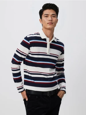 Reserved - Koszulka polo comfort w paski - bordowy