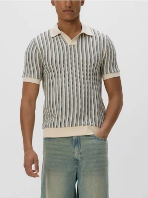 Reserved - Koszulka polo comfort w paski - granatowy