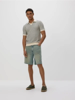 Reserved - Koszulka polo comfort w paski - granatowy