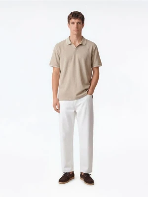 Reserved - Bawełniane polo regular fit - beżowy