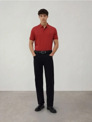 Reserved - Koszulka polo regular z domieszką jedwabiu - pomarańczowy