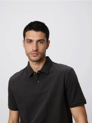 Zdjęcie produktu Reserved - Koszulka polo regular ze strukturalnej dzianiny - ciemnoszary