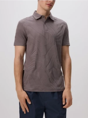 Reserved - Koszulka polo regular ze wzorem - ciemnoszary