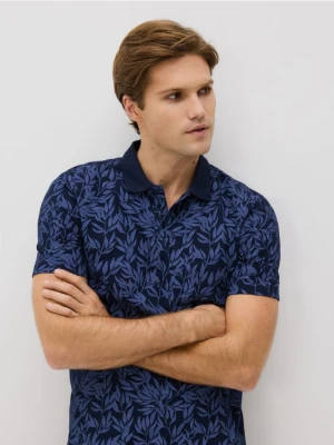 Reserved - Koszulka polo regular ze wzorem - granatowy
