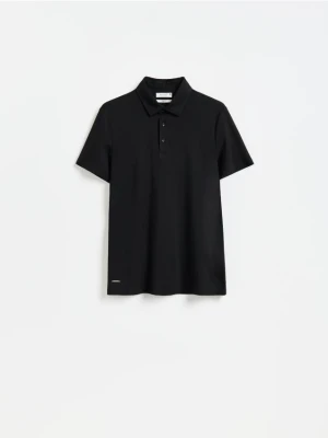 Reserved - Koszulka polo slim z wiskozą - czarny