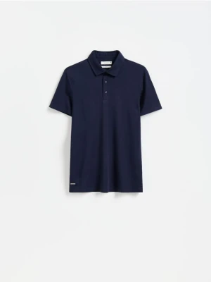 Reserved - Koszulka polo slim z wiskozą - granatowy