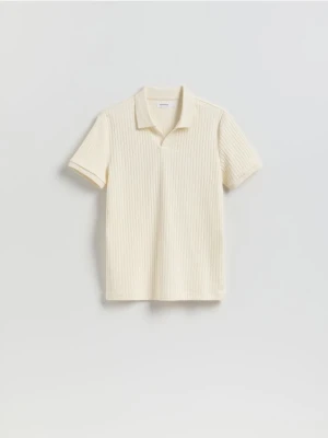 Reserved - Koszulka polo slim - złamana biel