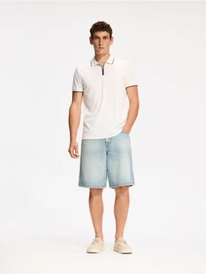 Reserved - Koszulka polo slim - złamana biel