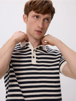 Reserved - Koszulka polo w paski - granatowy