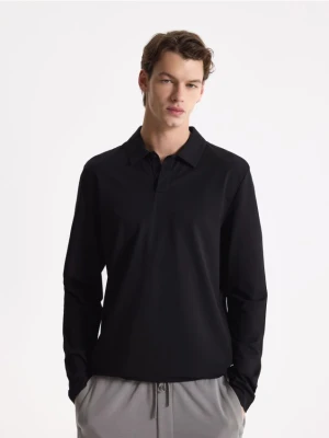 Reserved - Koszulka polo z bawełną merceryzowaną - czarny