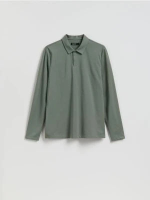 Reserved - Koszulka polo z bawełną merceryzowaną - zielony