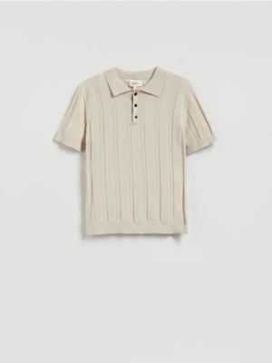 Reserved - Koszulka polo z lnem - beżowy