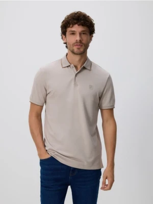 Reserved - Koszulka polo z merceryzowaną bawełną - beżowy