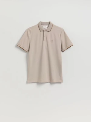 Reserved - Koszulka polo z merceryzowaną bawełną - beżowy
