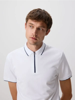 Reserved - Koszulka polo z merceryzowaną bawełną - biały