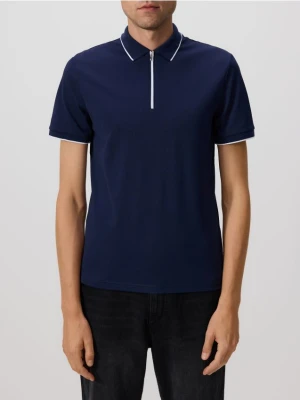 Reserved - Koszulka polo z merceryzowaną bawełną - granatowy
