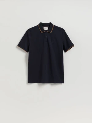 Reserved - Koszulka polo z merceryzowaną bawełną - granatowy