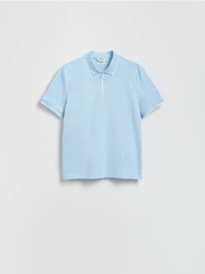 Reserved - Koszulka polo z merceryzowaną bawełną - jasnoniebieski