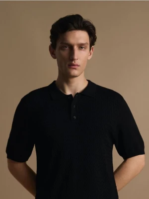 Reserved - Koszulka polo z wiskozą CIRCULOSE® - czarny