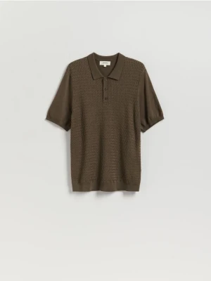 Reserved - Koszulka polo z wiskozą CIRCULOSE® - zielony