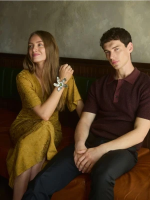 Reserved - Koszulka polo ze strukturalnej dzianiny - wielobarwny