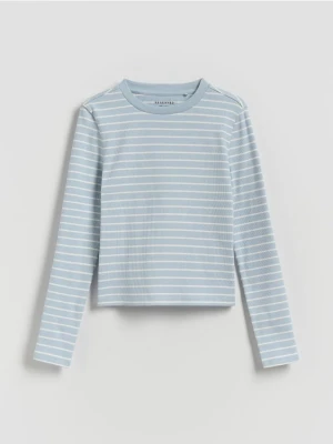 Reserved - Koszulka w paski - jasnoniebieski