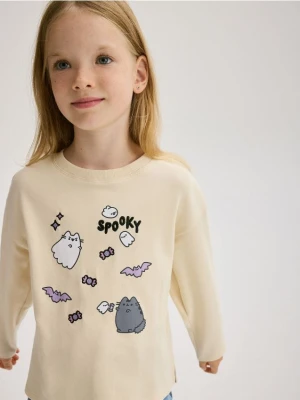 Reserved - Koszulka z aplikacją Pusheen - kremowy