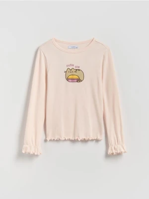 Reserved - Koszulka z aplikacją Pusheen - pastelowy róż