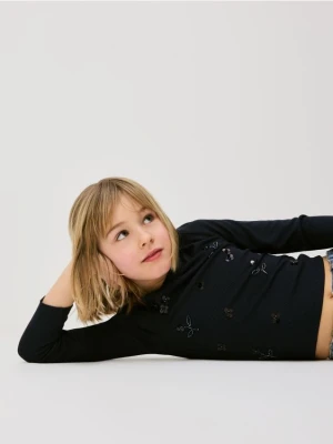 Zdjęcie produktu Reserved - Koszulka z cekinową aplikacją - czarny