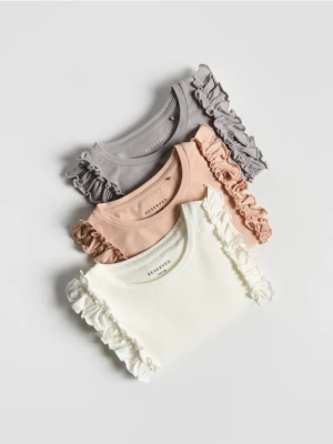 Reserved - Koszulka z falbanką 3 pack - złamana biel