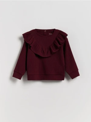 Zdjęcie produktu Reserved - Koszulka z falbanką - bordowy
