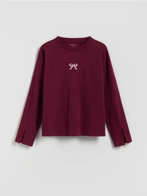 Reserved - Koszulka z haftem - bordowy