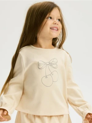 Reserved - Koszulka z haftem - kremowy