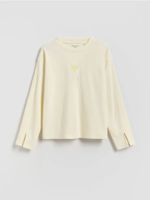 Zdjęcie produktu Reserved - Koszulka z haftem - kremowy