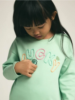 Reserved - Koszulka z haftowanym napisem - jasnozielony